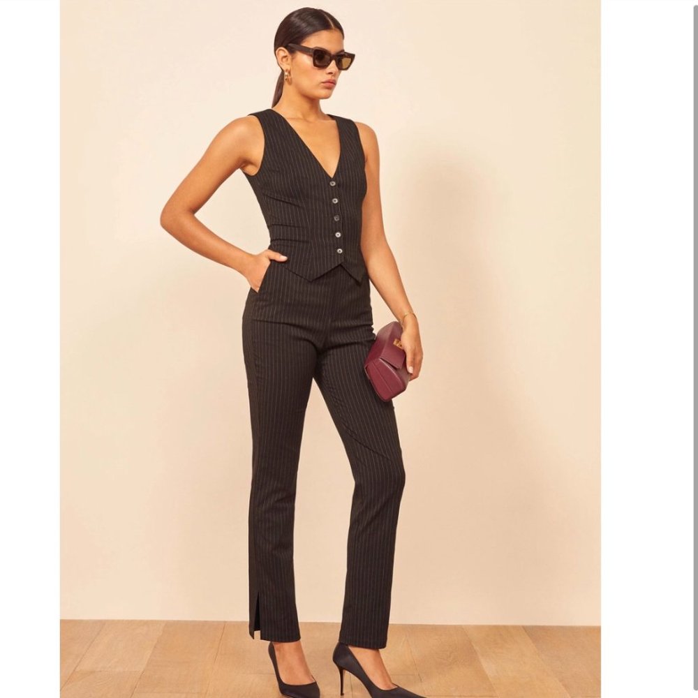 Reformation pinstripe vest two piece set